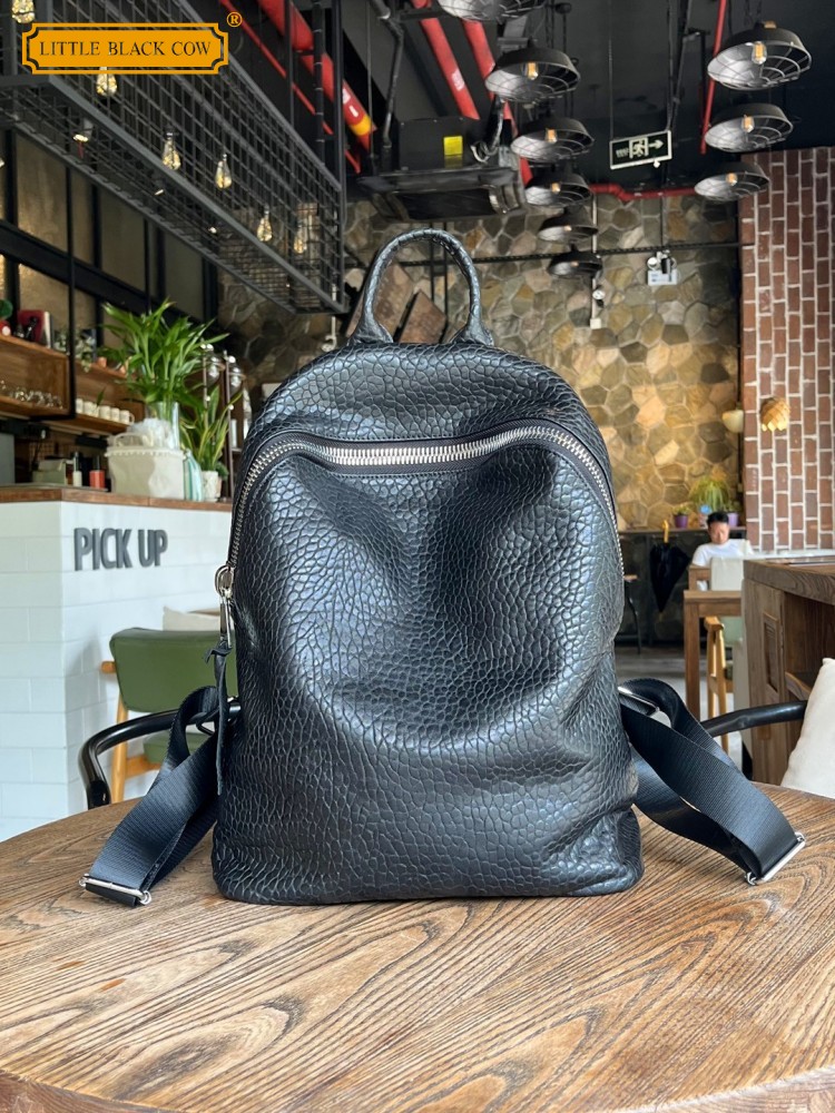 Leather Work Bag Mens - ソフト天然羊皮カジュアルバックパックユニセックスジップオフィスワーク多用途本革バックパック男性韓国スタイル原宿バッグ