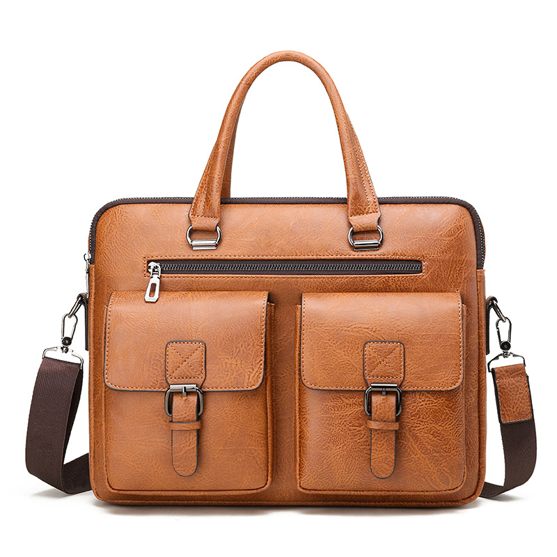 Leather Work Bag Mens - 男性用PUレザービジネスブリーフケース,ショルダーバッグ,ラップトップ用オフィスランチバッグ,A4ファイル,高級ブランド