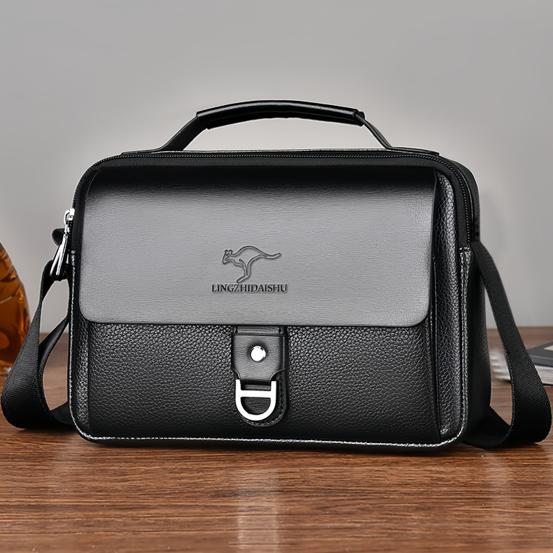 Leather Work Bag Mens - 耐久性のある耐摩耗性ツートーンビジネスバッグ、ファッショナブルなロック式レザーブリーフケース、仕事や出張に最適