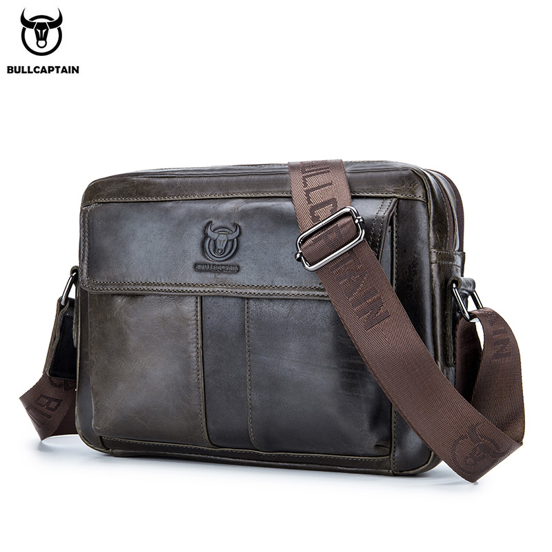 Leather Work Bag Mens - BULLCAPTAIN 本革メンズクロスボディバッグ大容量カジュアル多機能ハンドバッグファッションビジネスブリーフケース