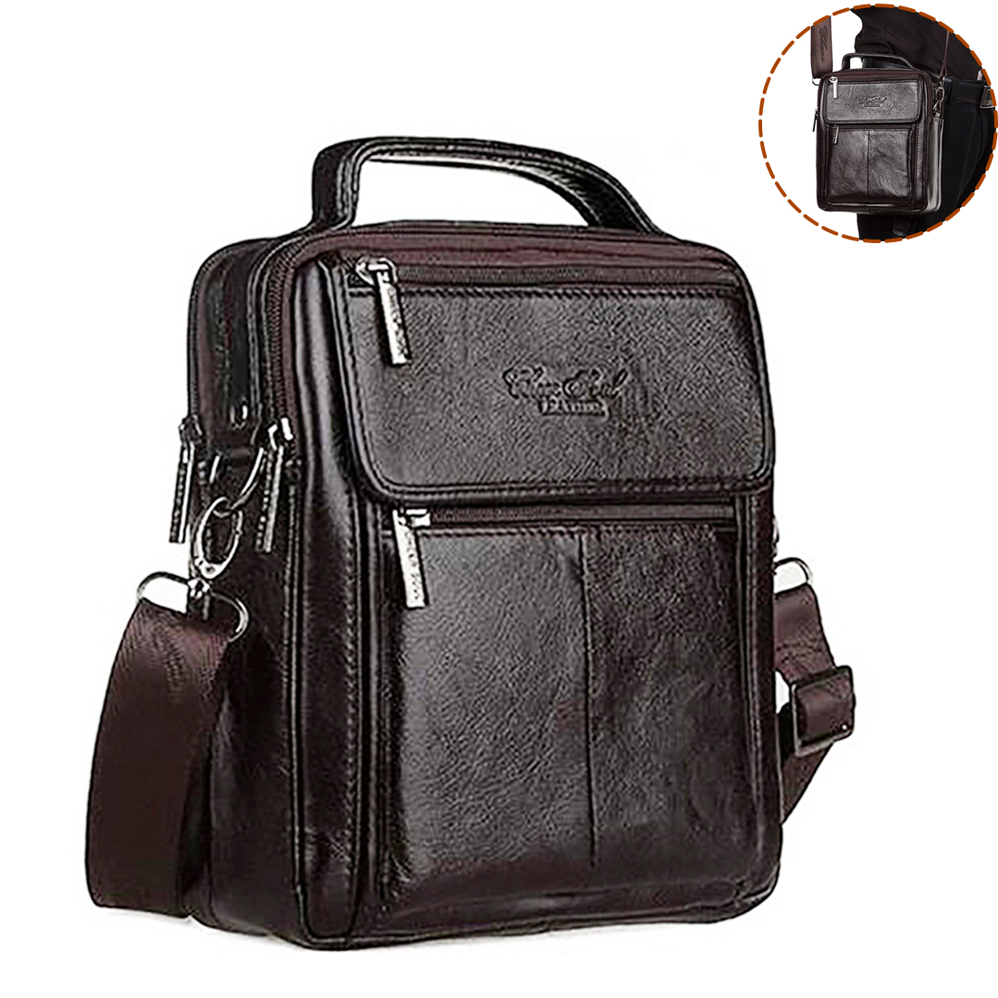 Leather Work Bag Mens - クロスボディメッセンジャーショルダーバッグ男性用本革ビジネスブリーフケースカジュアル牛革男性トップハンドルトートハンドバッグバッグ