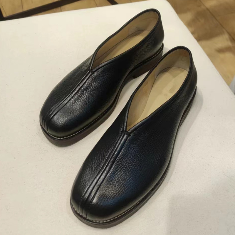 Leather Work Flats Women - 女性と男性のためのレトロな厚底靴,カジュアルなローシューズ,作業靴,サイズ36-2023