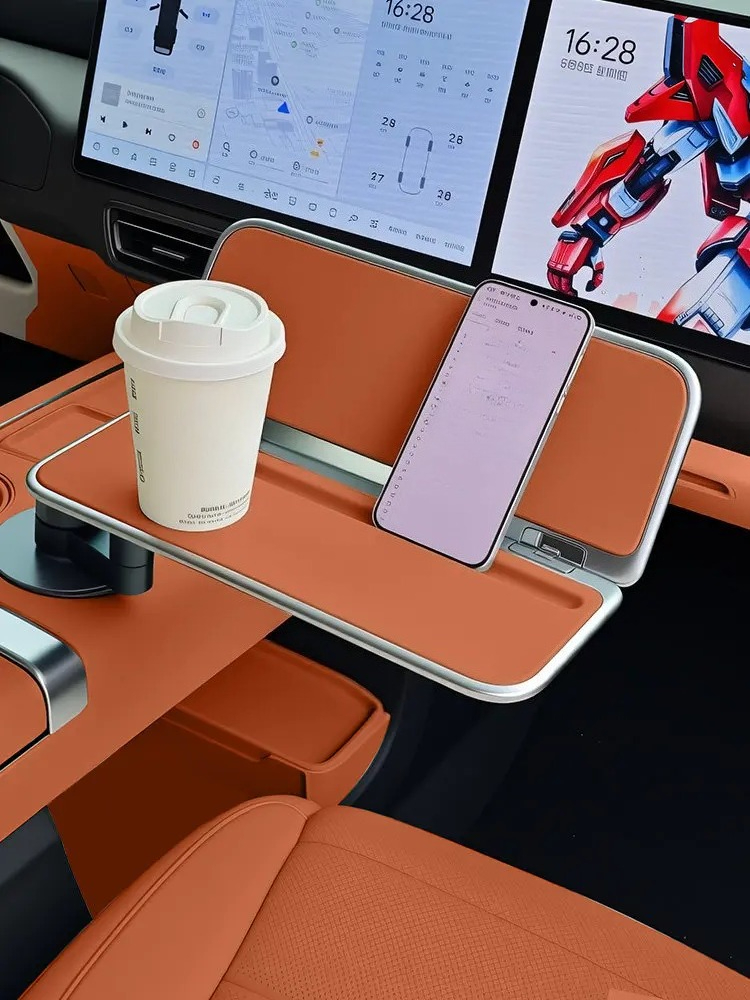 Leatherwork Table - センターコンソール用小型テーブル 折りたたみ式カップホルダー 360度固定 ° Xiaomi YU7/SU7改造用回転式作業デスク