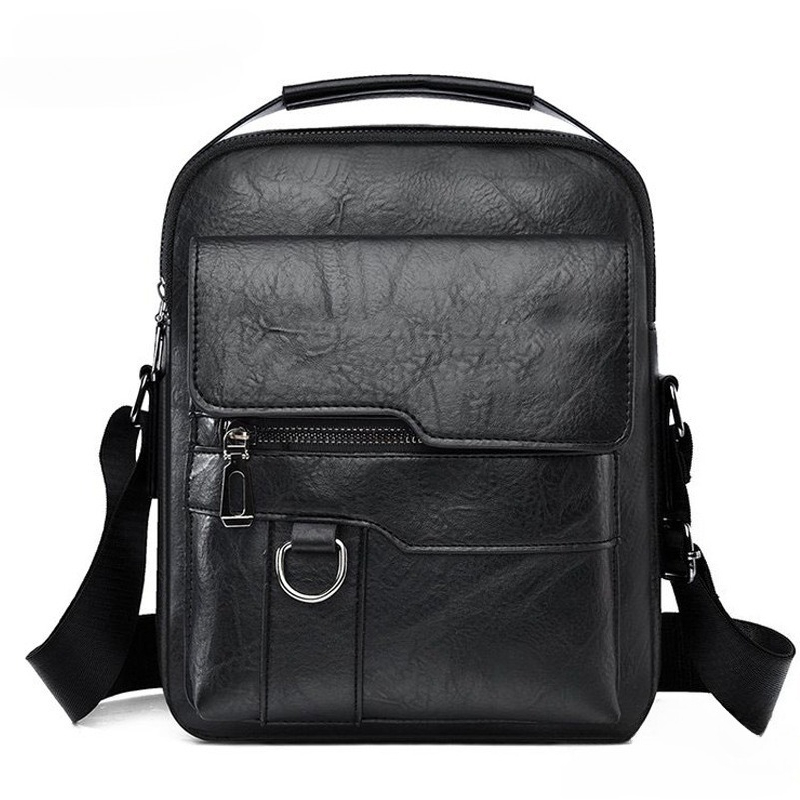 Leather Work Bag Mens - ホットファッション韓国スタイルメンズカジュアルショルダーバッグ多層頑丈なキャンバスサッチェルPUレザービジネスクロスボディバッグ仕事用