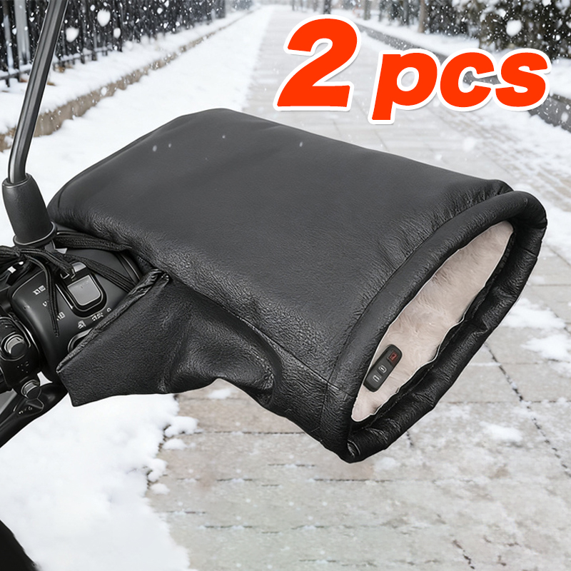 Leather Work Winter Gloves - オートバイハンドルバーマフ防風冬用ミットウォーマーグローブ防水ハンドマフ自転車ハンドルカバーハンドウォームモーターバイク