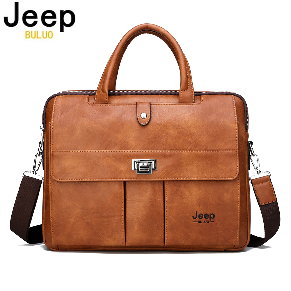 Leather Work Bag Mens - Jeep Buluo メンズ レザー ブリーフケース 14