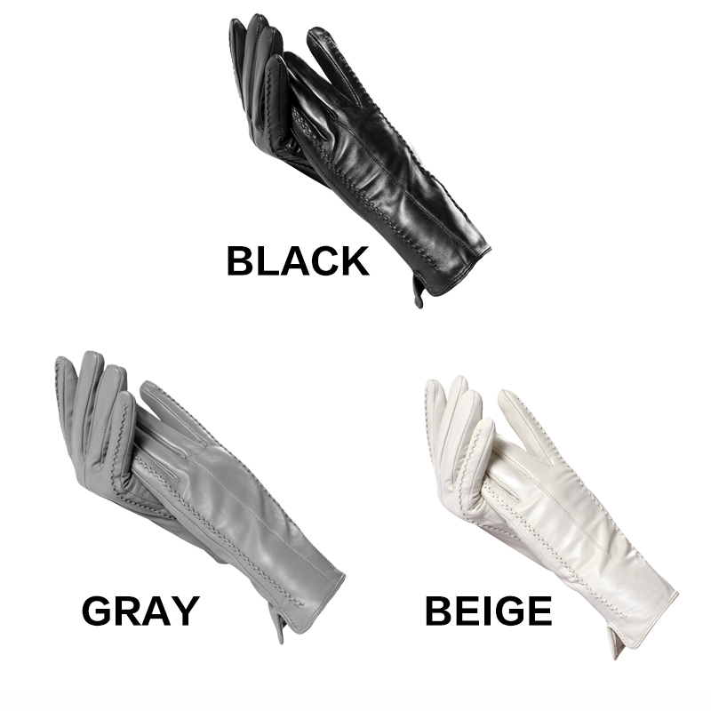 高級婦人革手袋、本革ライトグレー暖かい冬用ミトン、シンプルな - Leather Work Winter Gloves のレビューと価格