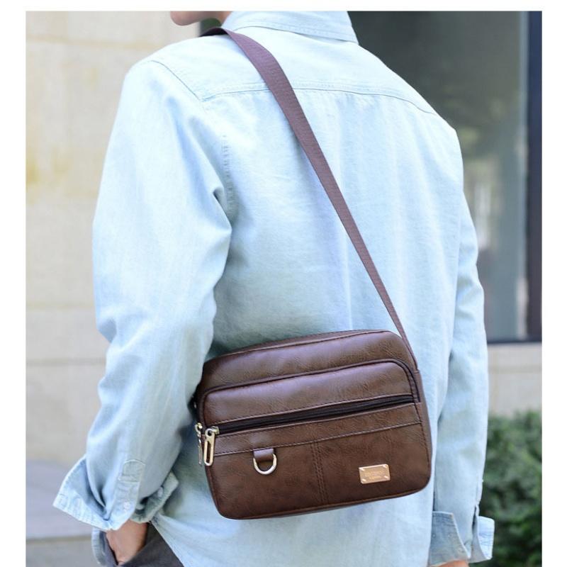 レザーメンズスリングバッグメッセンジャーショルダークロスボデ - Leather Work Bag Mens のレビューと価格