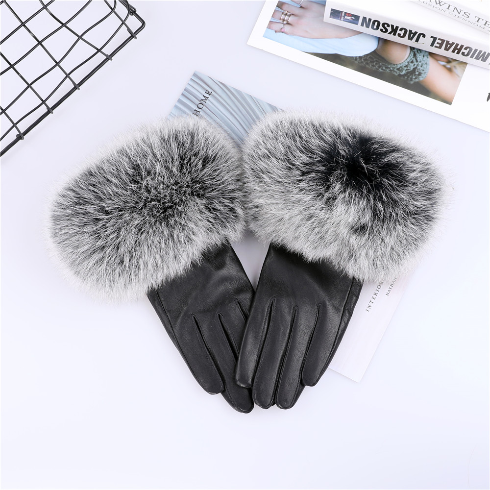 Sheepskin-女性用の天然キツネの毛皮のトリミンググロ - Leather Work Winter Gloves のレビューと価格