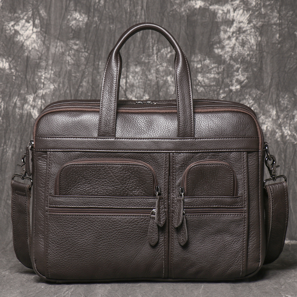 メンズ本革ブリーフケース、ビジネスハンドバッグ、ラップトップ - Leather Work Bag Mens のレビューと価格