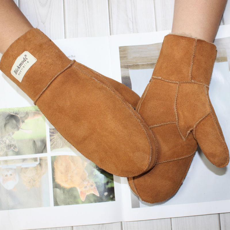 新しい革製女性用毛皮手袋冬用羊皮ステッチ厚手暖かいウール裏地 - Leather Work Winter Gloves のレビューと価格