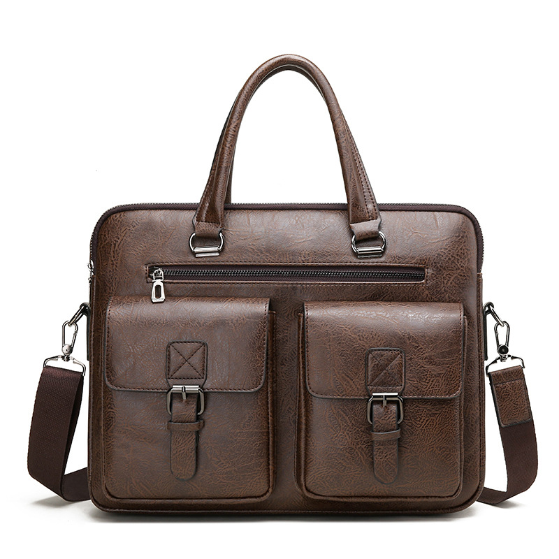 男性用PUレザービジネスブリーフケース,ショルダーバッグ,ラ - Leather Work Bag Mens のレビューと価格