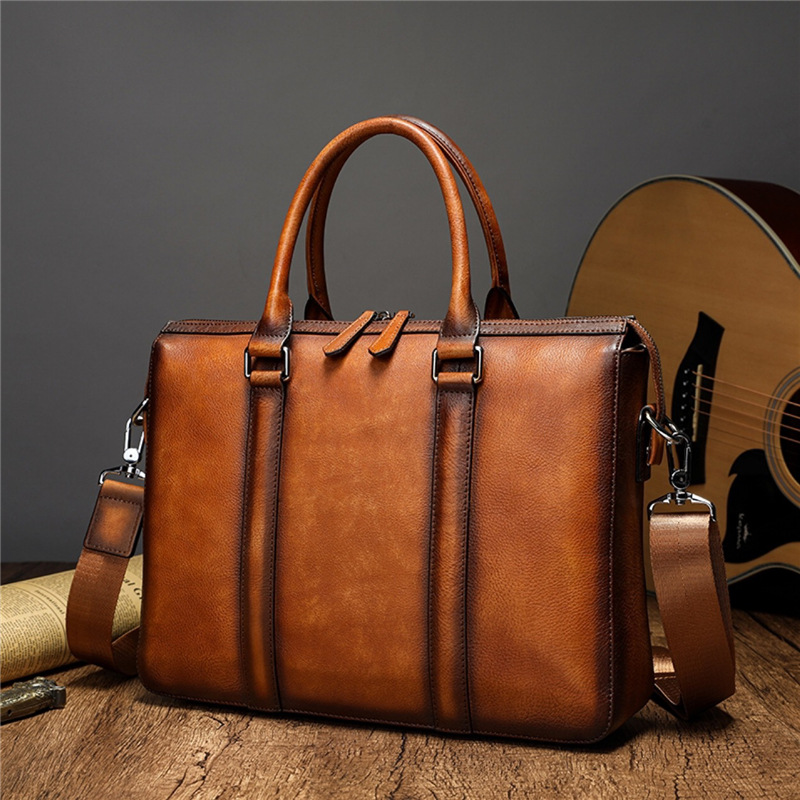 YETTIES ビジネス トップグレインレザー ブリーフケー - Leather Work Bag Mens のレビューと価格