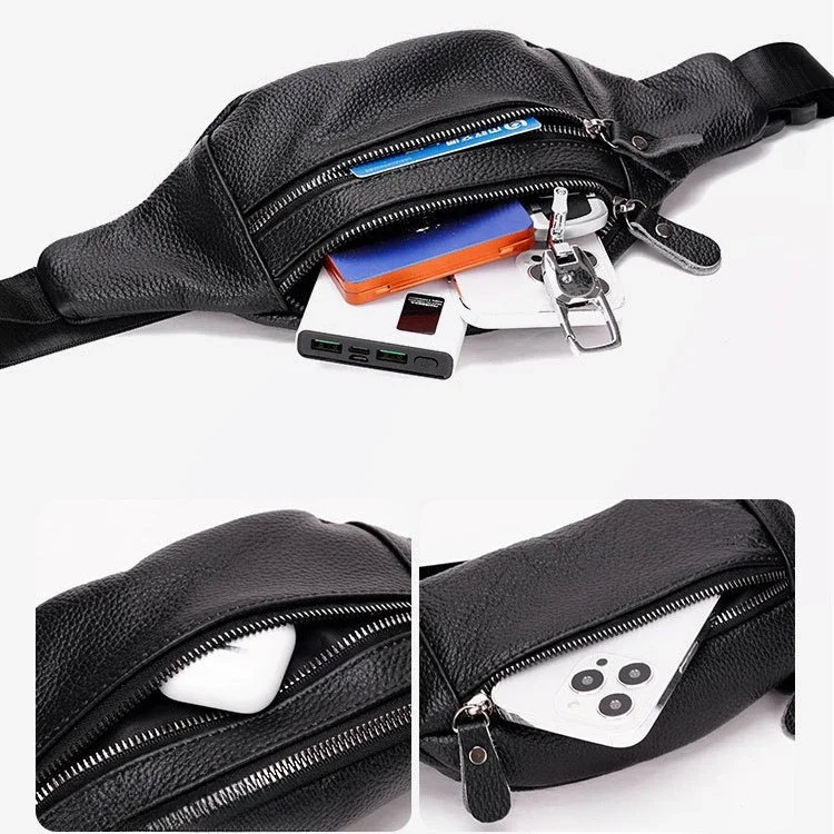 本革メンズウエストバッグ多機能チェストパッククロスボディバッ - Leather Work Bag Mens のレビューと価格