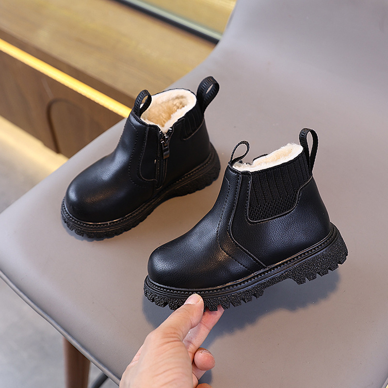 子供フリース裏地ワークショートブーツ冬子供暖かいレトロナイト - Leather Work For Kids のレビューと価格
