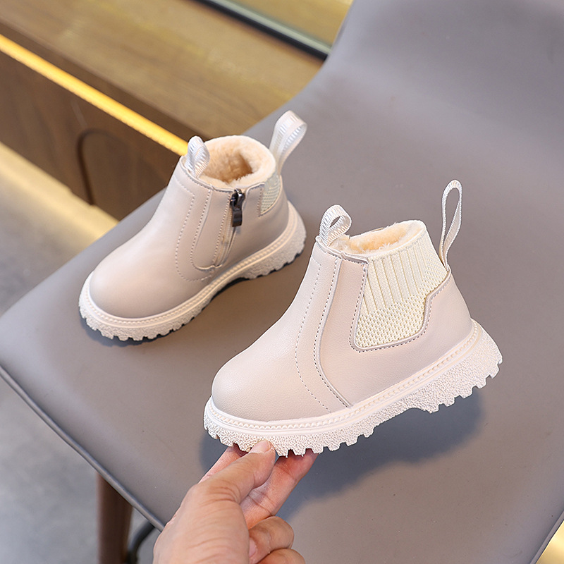 子供フリース裏地ワークショートブーツ冬子供暖かいレトロナイト - Leather Work For Kids のレビューと価格
