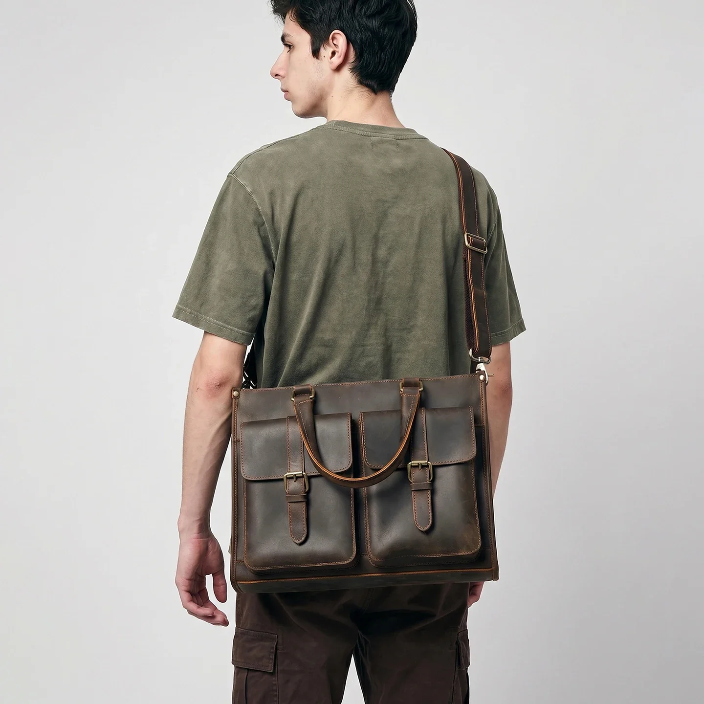 ヴィンテージ本革メンズクロスボディショルダーブリーフケースク - Leather Work Bag Mens のレビューと価格