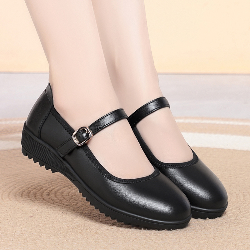高品質の通気性のある快適な本革靴女性用フラットプラットフォー - Leather Work Flats Women のレビューと価格