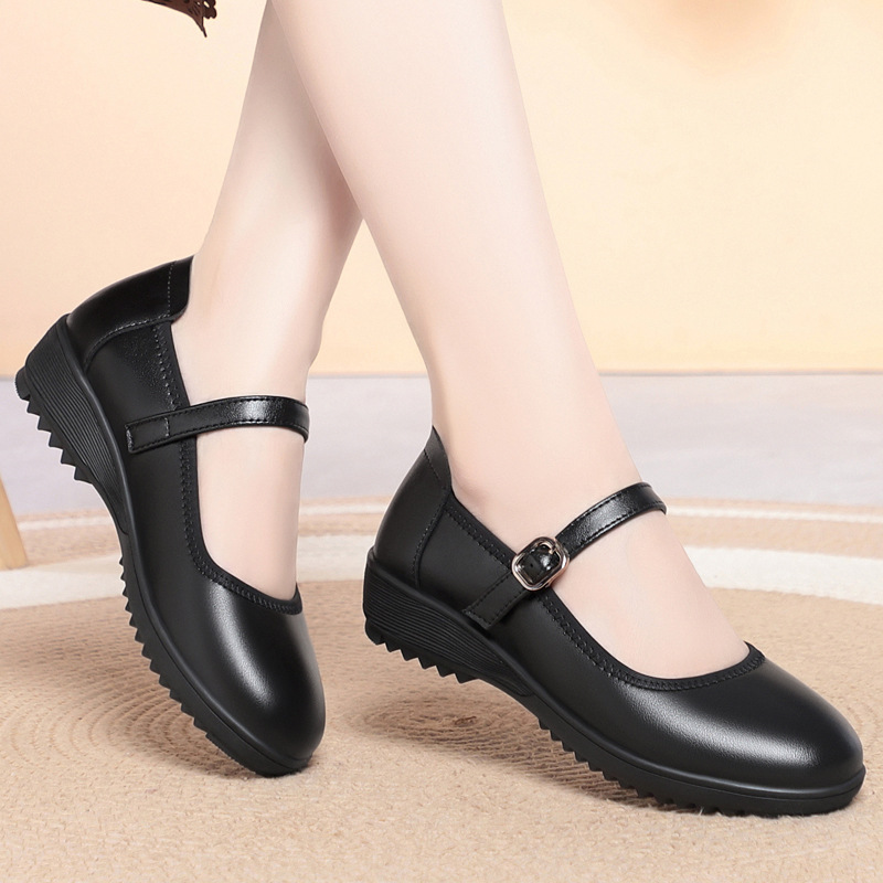 高品質の通気性のある快適な本革靴女性用フラットプラットフォー - Leather Work Flats Women のレビューと価格
