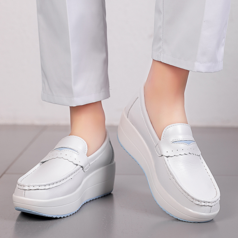 Strongshen-女性のためのプラットフォームウェッジカ - Leather Work Flats Women のレビューと価格