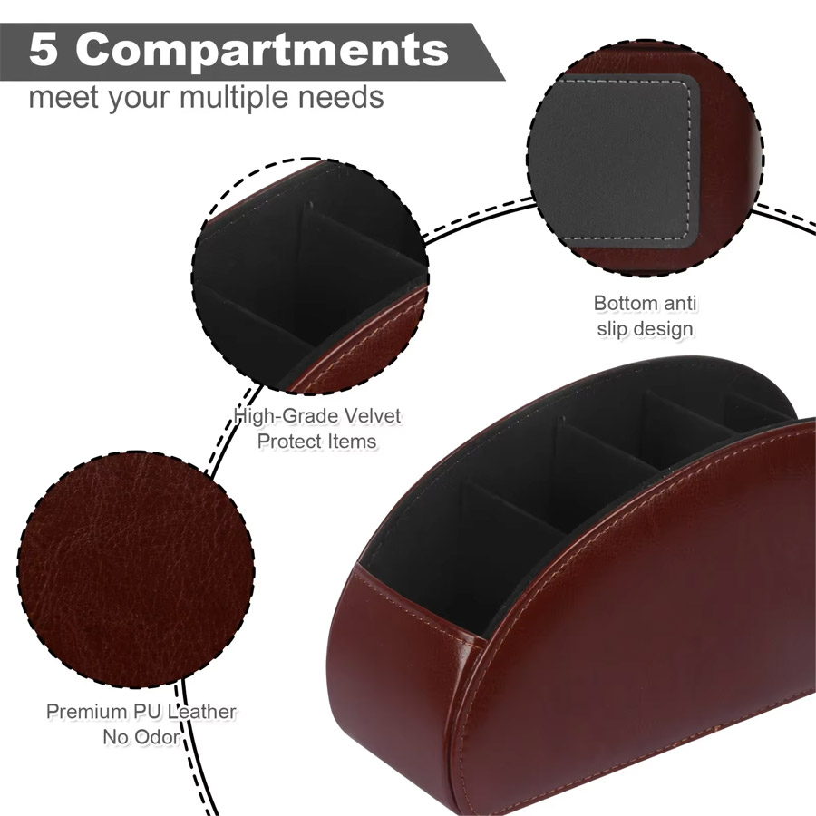 1個入り 5グリッドPUレザーデスクトップオーガナイザー、リ - Leatherwork Table のレビューと価格