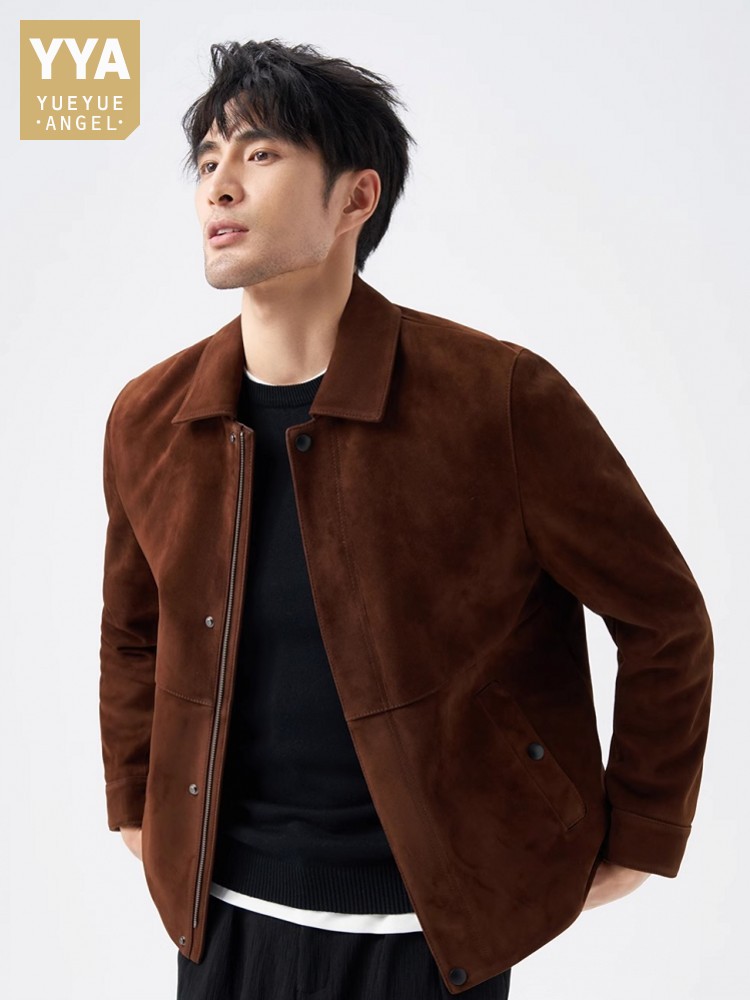 最高品質の天然本物のスエードレザージャケットビジネスカジュア - Leather Work For Kids のレビューと価格