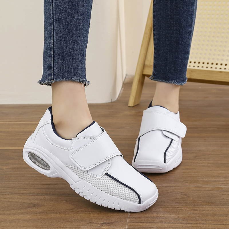 プロフェッショナルな純白の看護師用シューズ、女性用、フックア - Leather Work Flats Women のレビューと価格