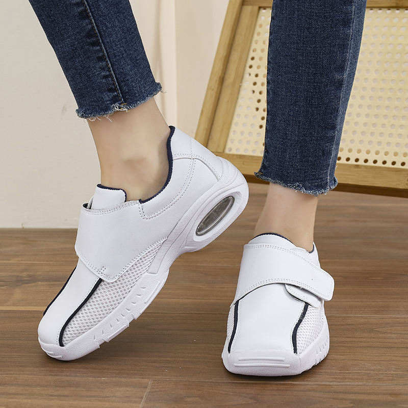 プロフェッショナルな純白の看護師用シューズ、女性用、フックア - Leather Work Flats Women のレビューと価格