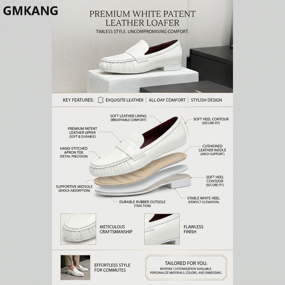レディース本革ローファー、ローヒール、滑り止め、厚底、通勤靴 - Leather Work Flats Women のレビューと価格