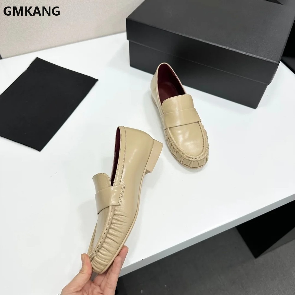 レディース本革ローファー、ローヒール、滑り止め、厚底、通勤靴 - Leather Work Flats Women のレビューと価格