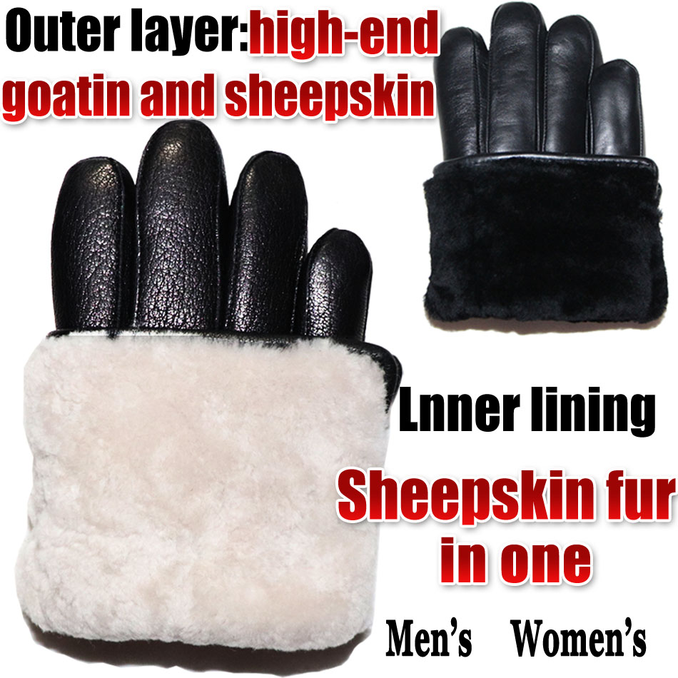 鹿皮の質感メンズとレディースの本物の革の手袋本物のウールシー - Leather Work Winter Gloves のレビューと価格