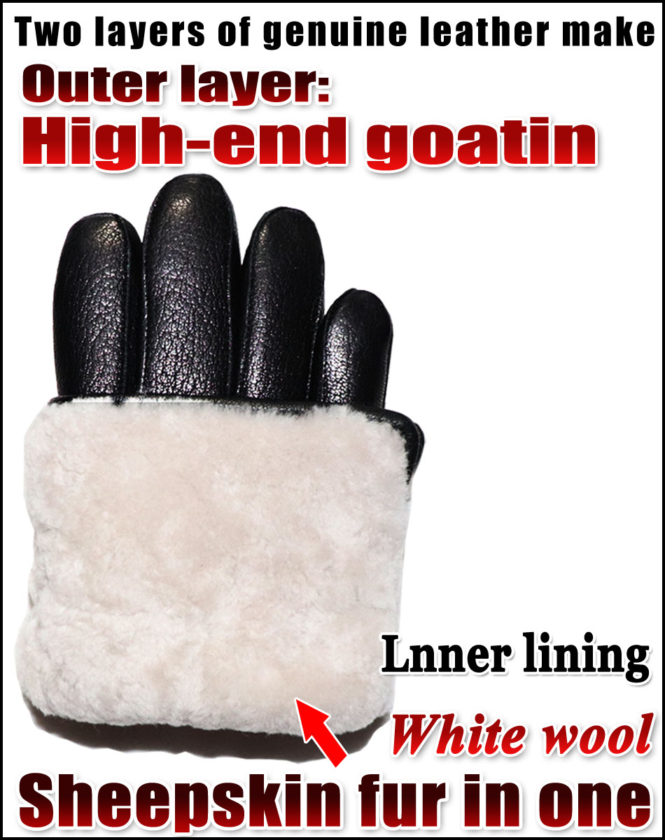 鹿皮の質感メンズとレディースの本物の革の手袋本物のウールシー - Leather Work Winter Gloves のレビューと価格