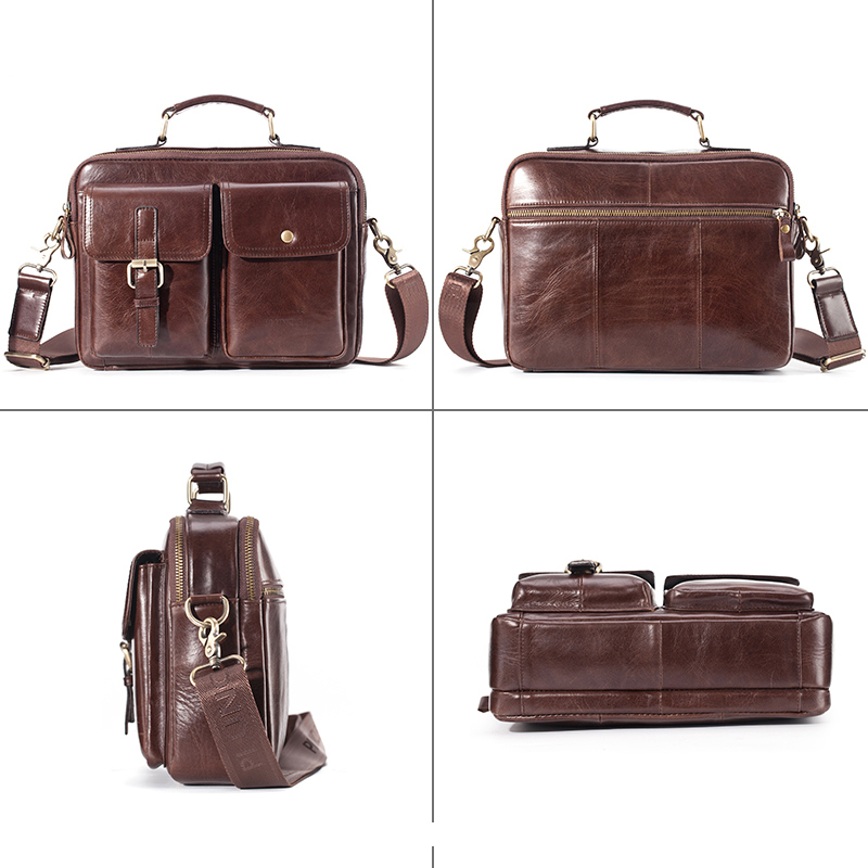 ブランドの新しい牛革メッセンジャーバッグ男性本革ハンドバッグ - Leather Work Bag Mens のレビューと価格