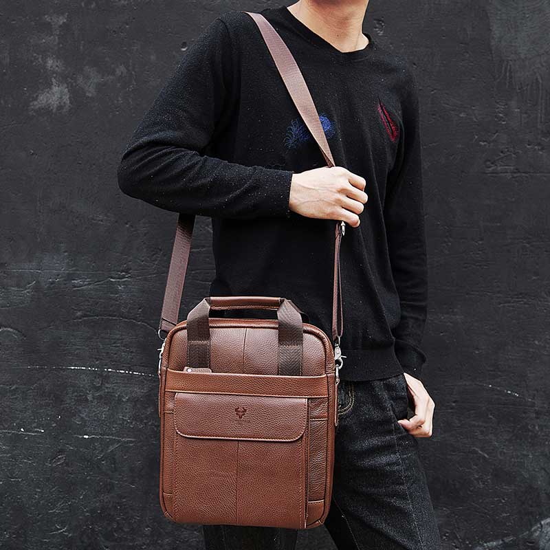 耐久性のある本革バッグ男性用高品質ビジネスクロスボディスリン - Leather Work Bag Mens のレビューと価格