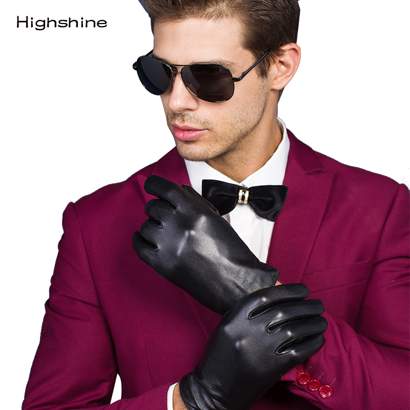 男性の本物の革手袋黒手袋タッチスクリーンボタンファッションブ - Leather Work Winter Gloves のレビューと価格