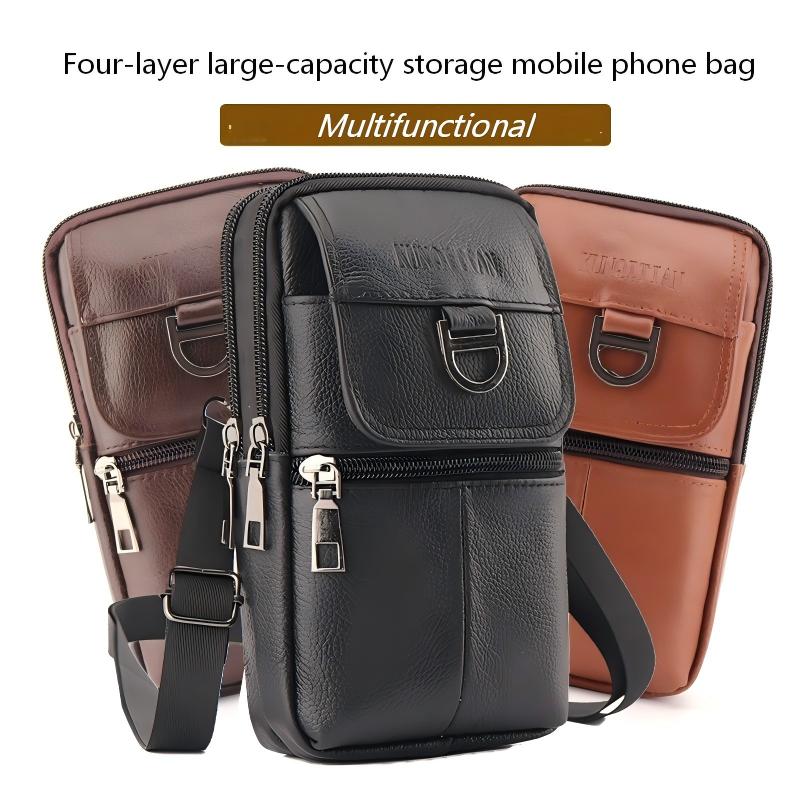 メンズレザーウエストバッグ - 大容量携帯電話ベルトバッグ  - Leather Work Bag Mens のレビューと価格